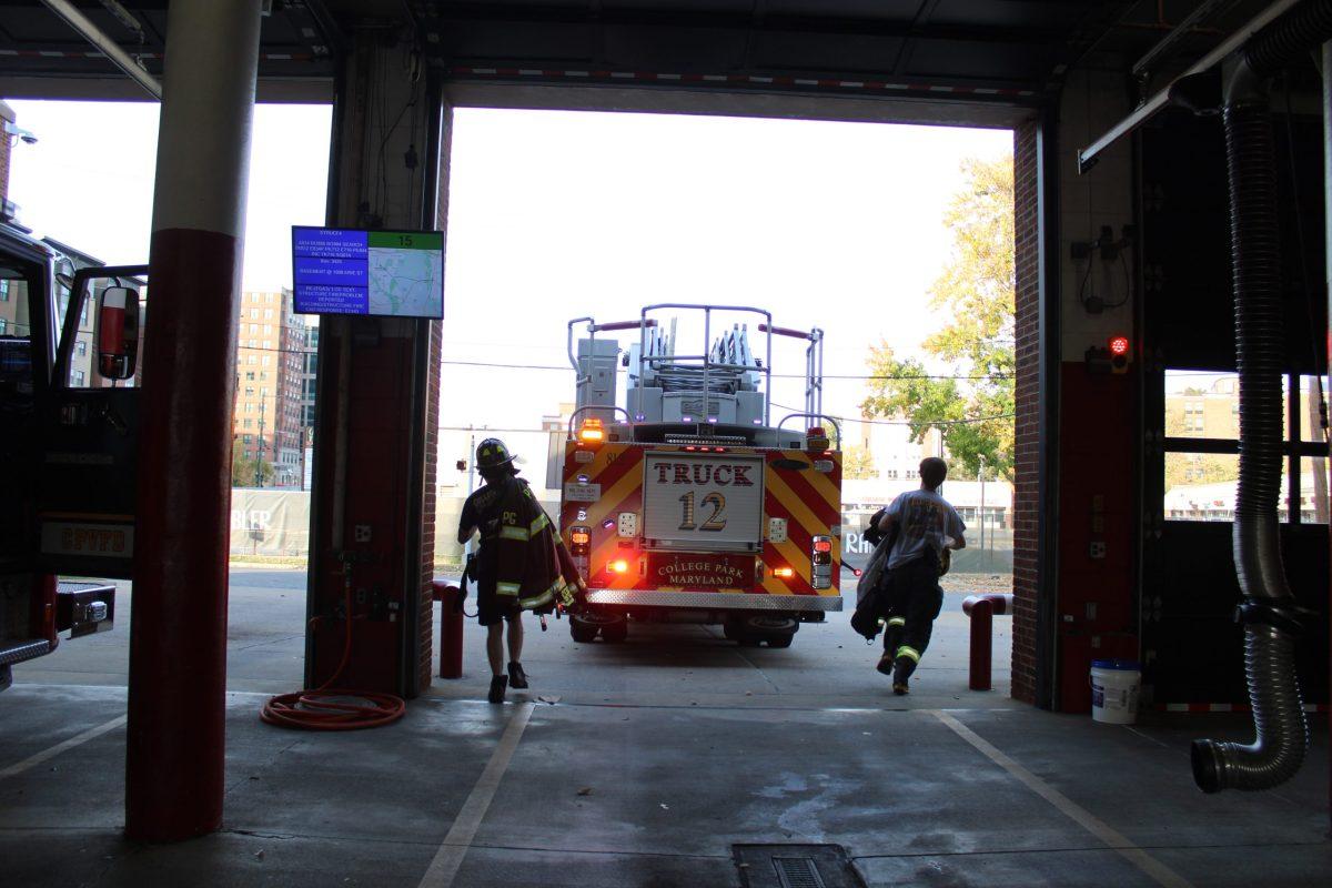 Firefighters at the College Park Volunteer Fire Department rush to a call.
PHOTO CREDIT Giuseppe Lopiccolo