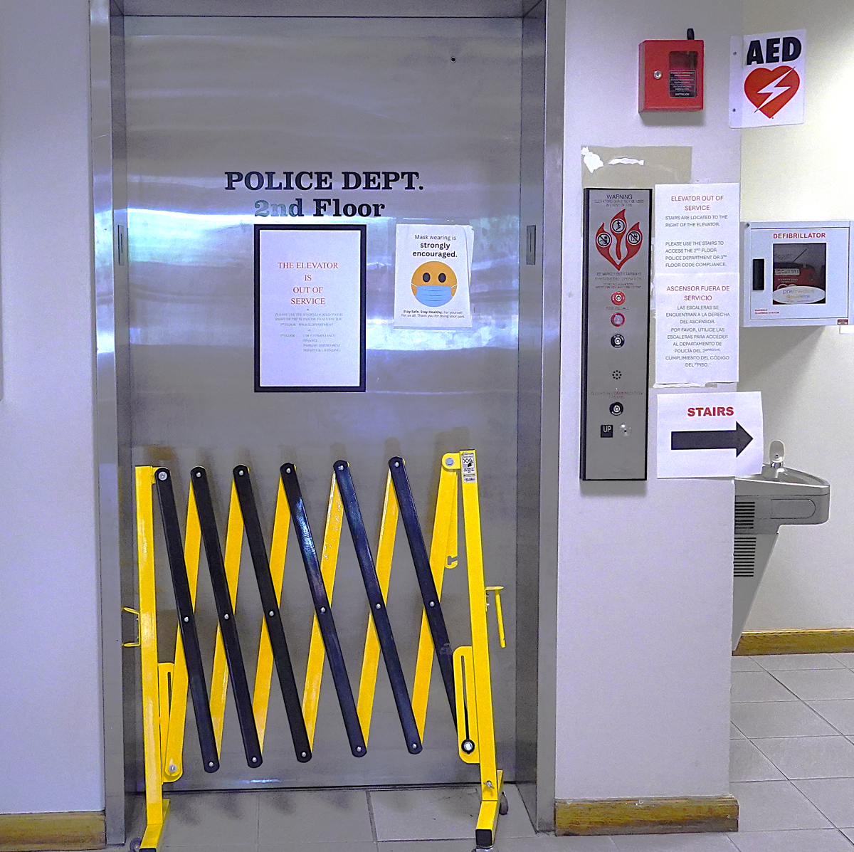 A broken elevator at the Hyattsville Municipal Building, which meant that there was no handicapped access to the second or third floors. Photo by Paul Ruffins