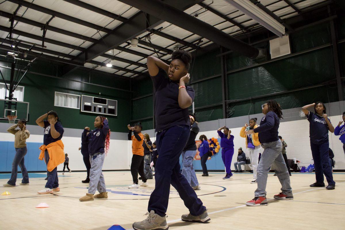 Members of the Tau Delta Zeta chapter of Zeta Phi Beta Sorority Inc.’s youth clubs participate in a self-defence demonstration on the afternoon of Feb. 7, 2026.