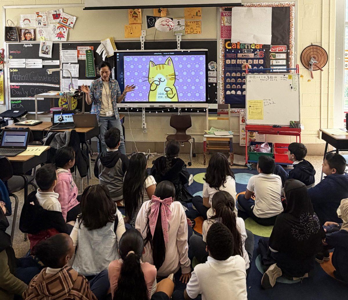 Jufang Tseng teaches a third-grade class in Chinese at Paint Branch Elementary School. Prince George's County Public Schools has restored funding so the program can continue next year. Photo by JALEN WADE